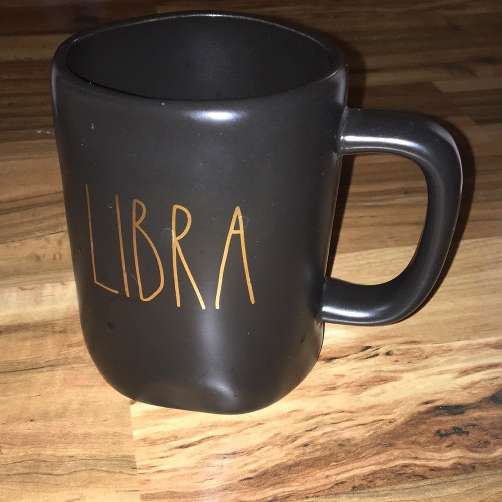 Rae Dunn by Magenta Black Ceramic Mug Double sided Astrological “Libra”